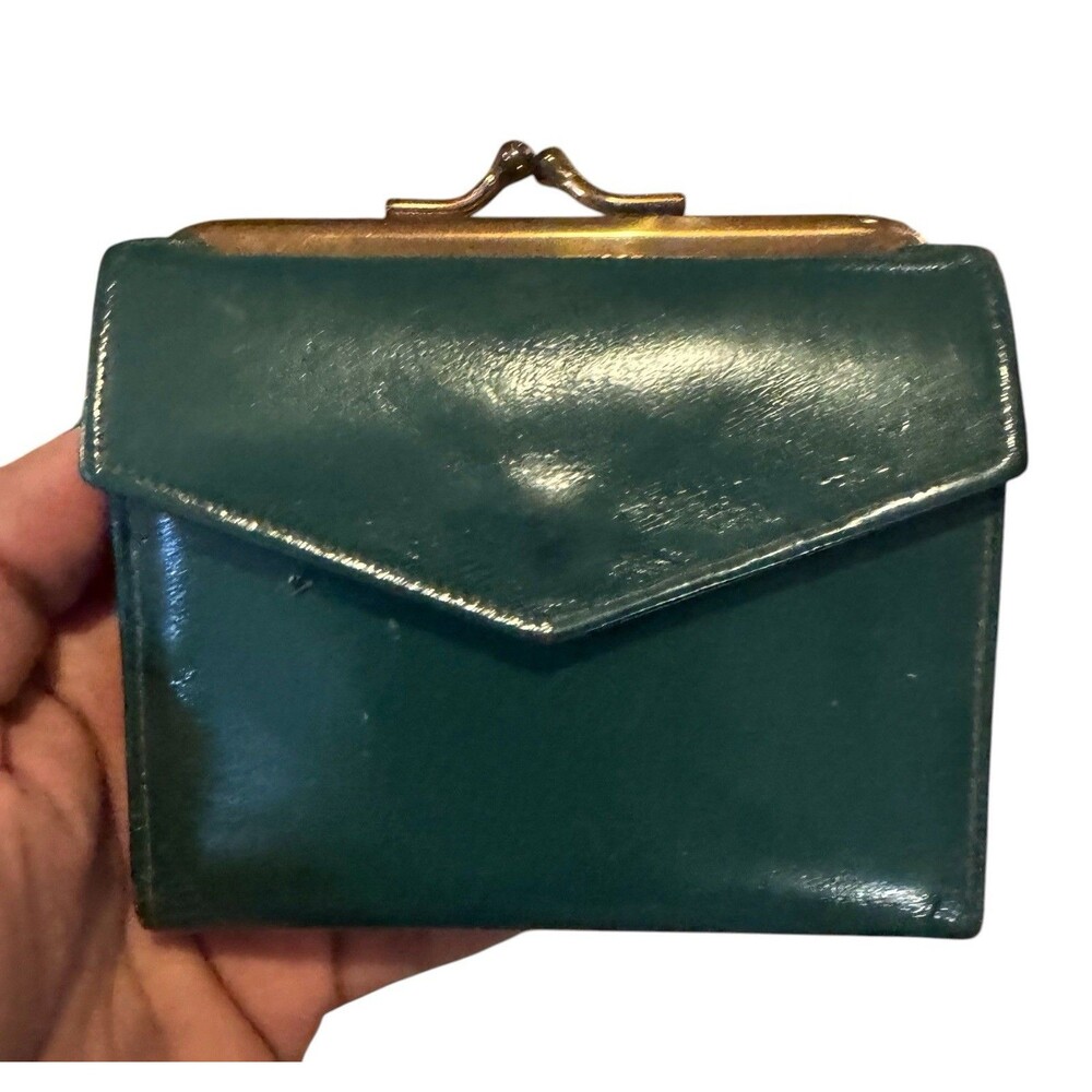 Vintage Princess Gardner Leather Green Wallet Tri-Partite French Coin Cohide